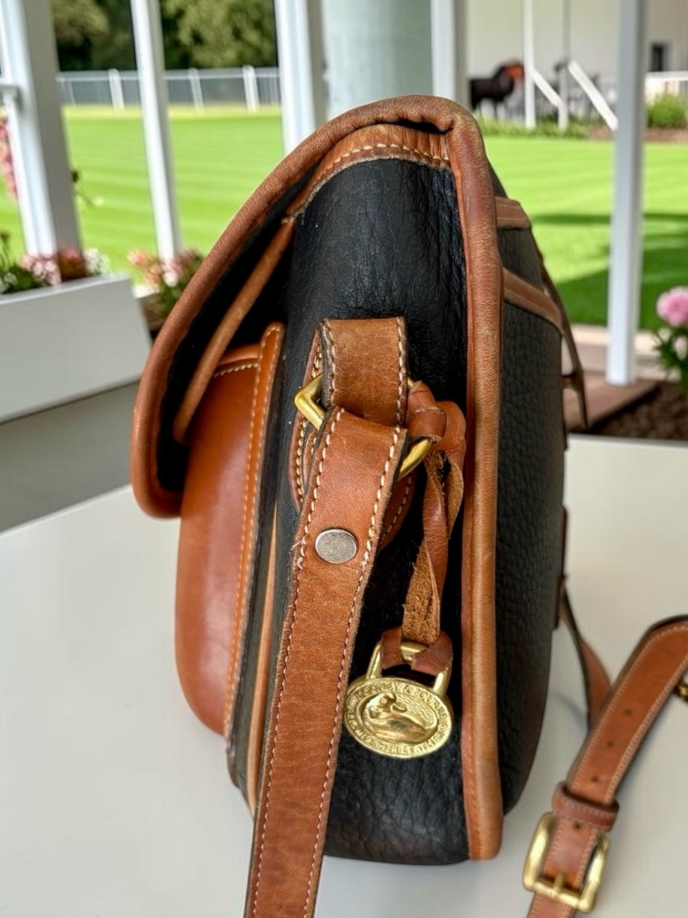 Vintage 90s Dooney & Bourke Outback Saddle Bag | Made in USA | Gold Duck - Picture 3 of 7